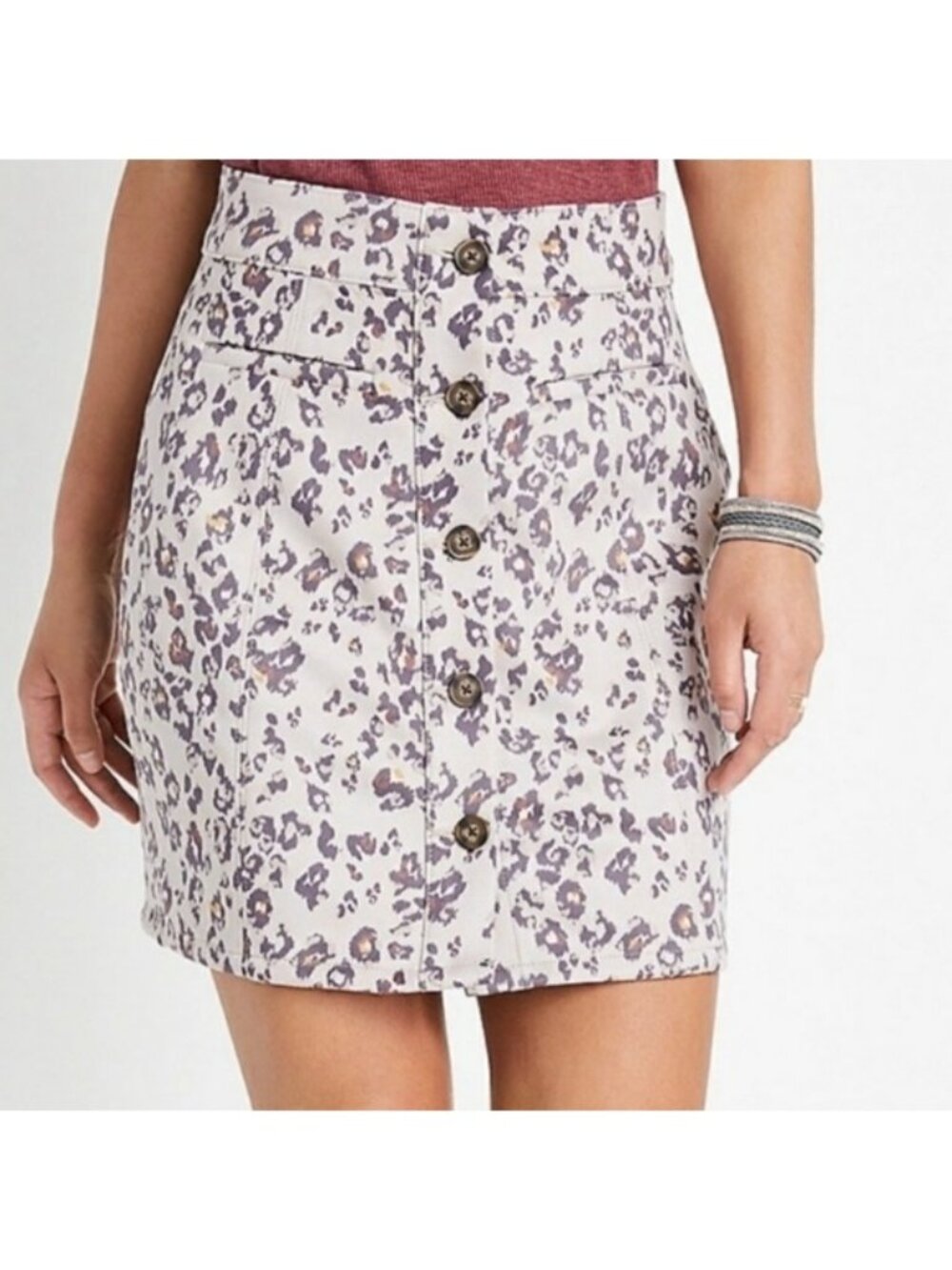 Maurices Leopard Print Button Front Mini Skirt With Pockets Women's Size 14